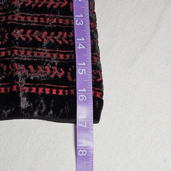 Max Studio Muted Christmas Red & Black Velvet Flowy Tank Style Dressy Blouse - Picture 9 of 9